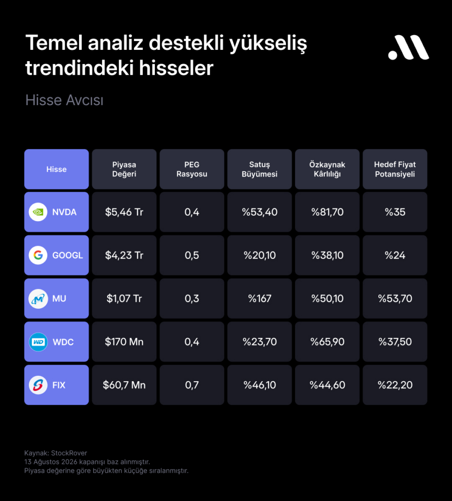 Hisse avcısı 135: Güçlü büyüme kaydeden uygun değerlemeli şirketler Hisse avcısı 135: Güçlü büyüme kaydeden uygun değerlemeli şirketler